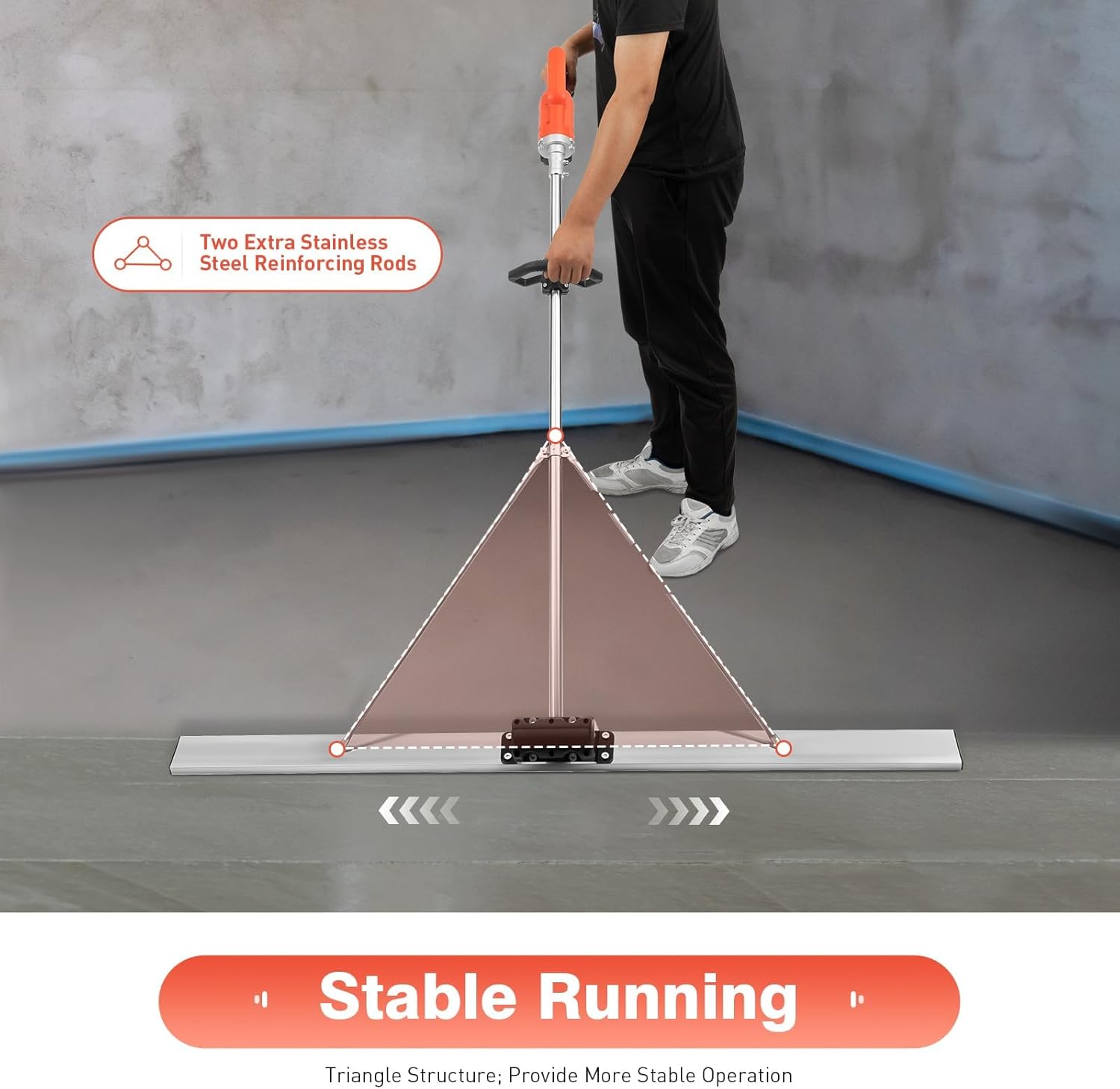 Power Concrete Screed Vibratory Kit Concrete Finishing Tool with, Cordless Electric Screed Cement Finishing Vibrating Machin,Machine Head + Motor Concrete Surface Leveling Tamper Ruler