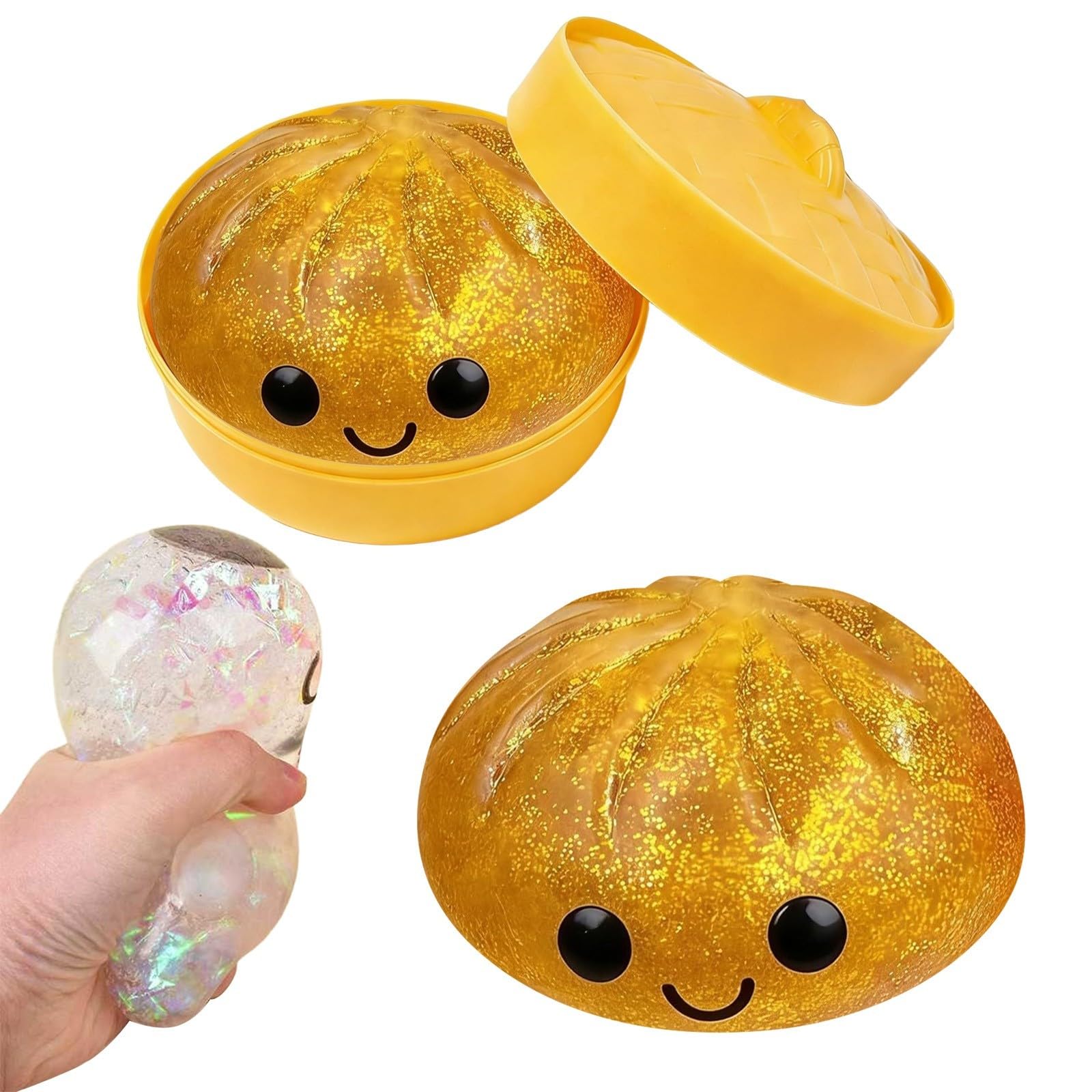 Glitter Squishy Dumpling Toy Squeeze Dumpling Toy,Stress Relief Sensory Ball Dumplings Sensory Fidget Toy, Gaint Mystery Dumplings for Anxiety Relief, Soft Squeeze Decompression Dough (gold) — image 1