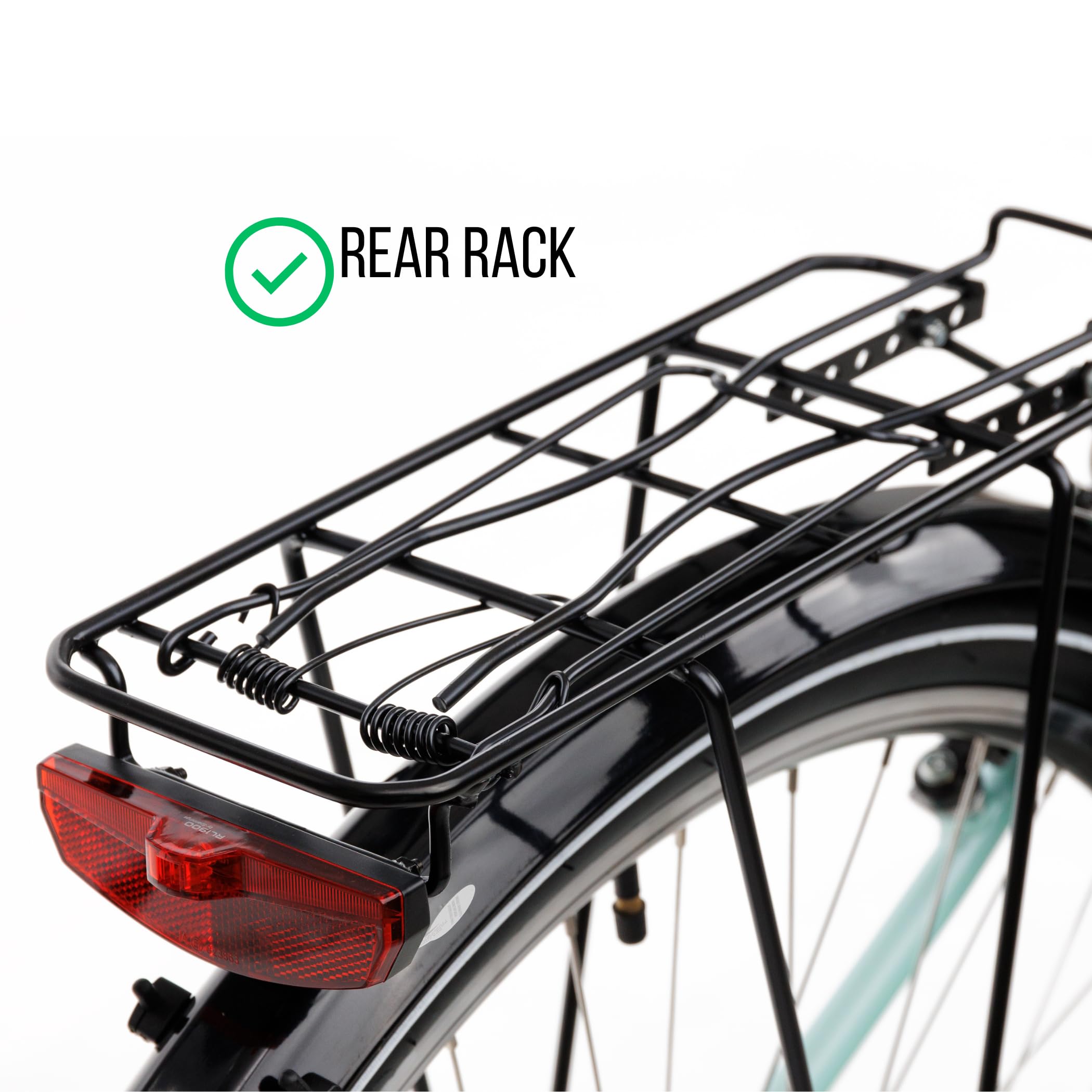 Goetze Picnic 28 Zoll Damen Trekkingrad, Aluminium Rahmen 17/19 Zoll, Shimano 21-Gang Schaltung, Federgabel, Verstellbarer Vorbau, Gefederte Sattelstütze, LED-Beleuchtung, Gepäckträger