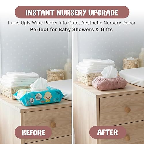 Miniatura 2 de Funda para toallitas para bebé - Tamaño universal, talla única, se adapta a todos los paquetes de toallitas | Funda de tejido de algodón de muselina