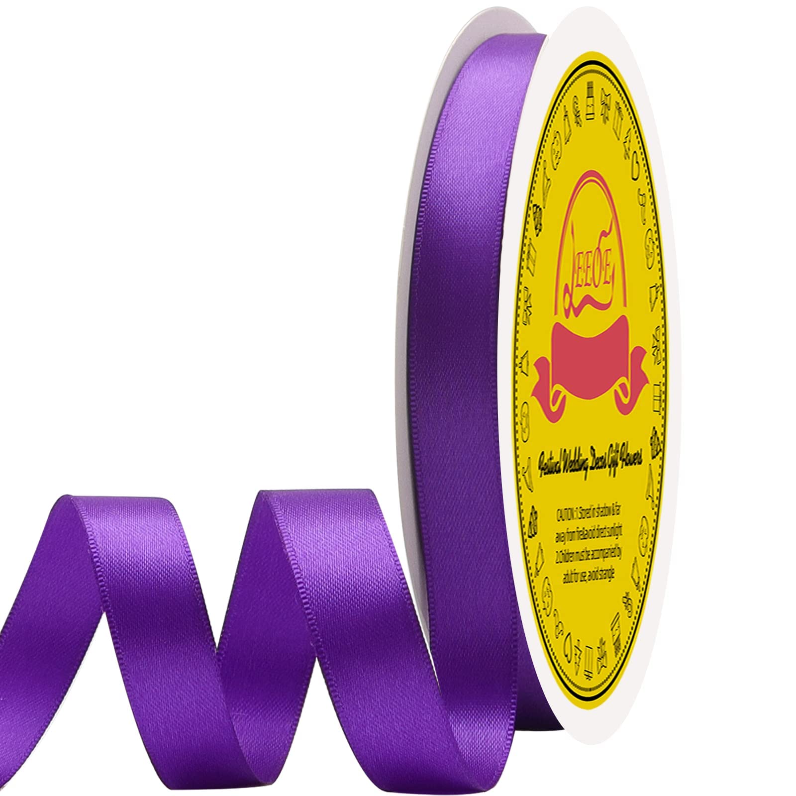 Double Face Purple Satin Ribbon 1/2 inch X 50 Yards Polyester Purple Ribbon for Gift Wrapping Very Suitable for Weddings Party Invitation Decorations and More