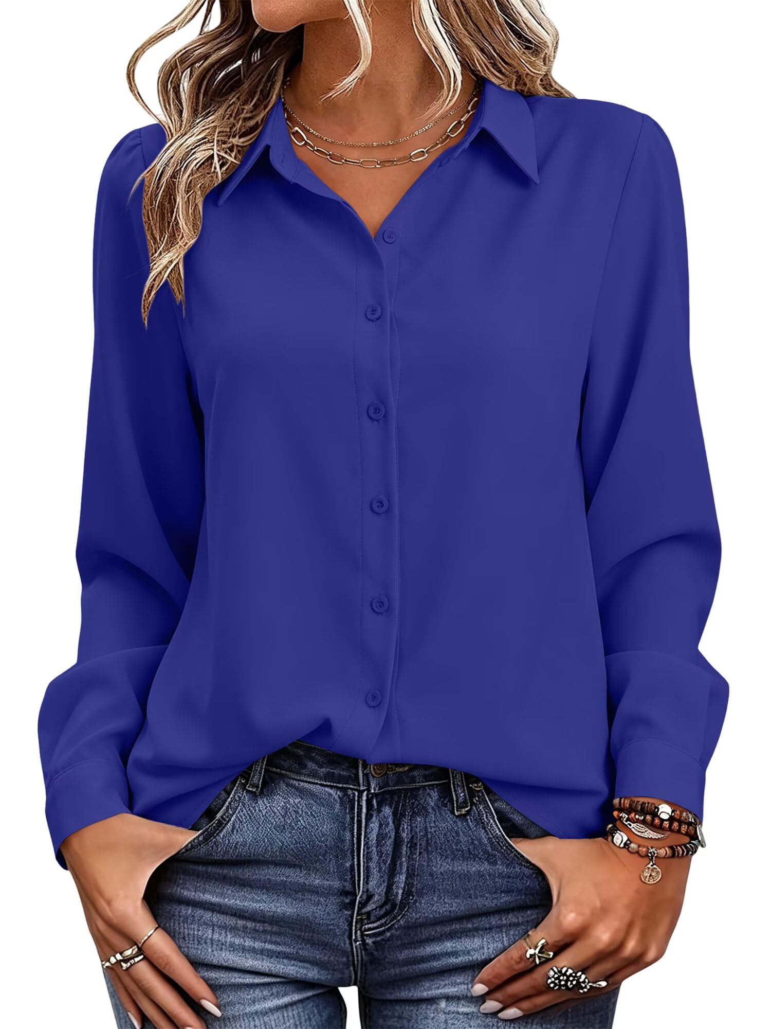 Magritta Women's Shirts Fashion Long Sleeve Tops Button Down Blouses