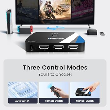 NEWCARE 8K HDMI Switch 3 in 1 Out, HDMI 2.1 Switch with Remote, HDMI Splitter 4K@120Hz Support 8K@60Hz HDCP2.3 HDR10+ VRR ALLM Dolby, HDMI Switcher Compatible with TV PS5/4 Xbox Laptops PC Projector