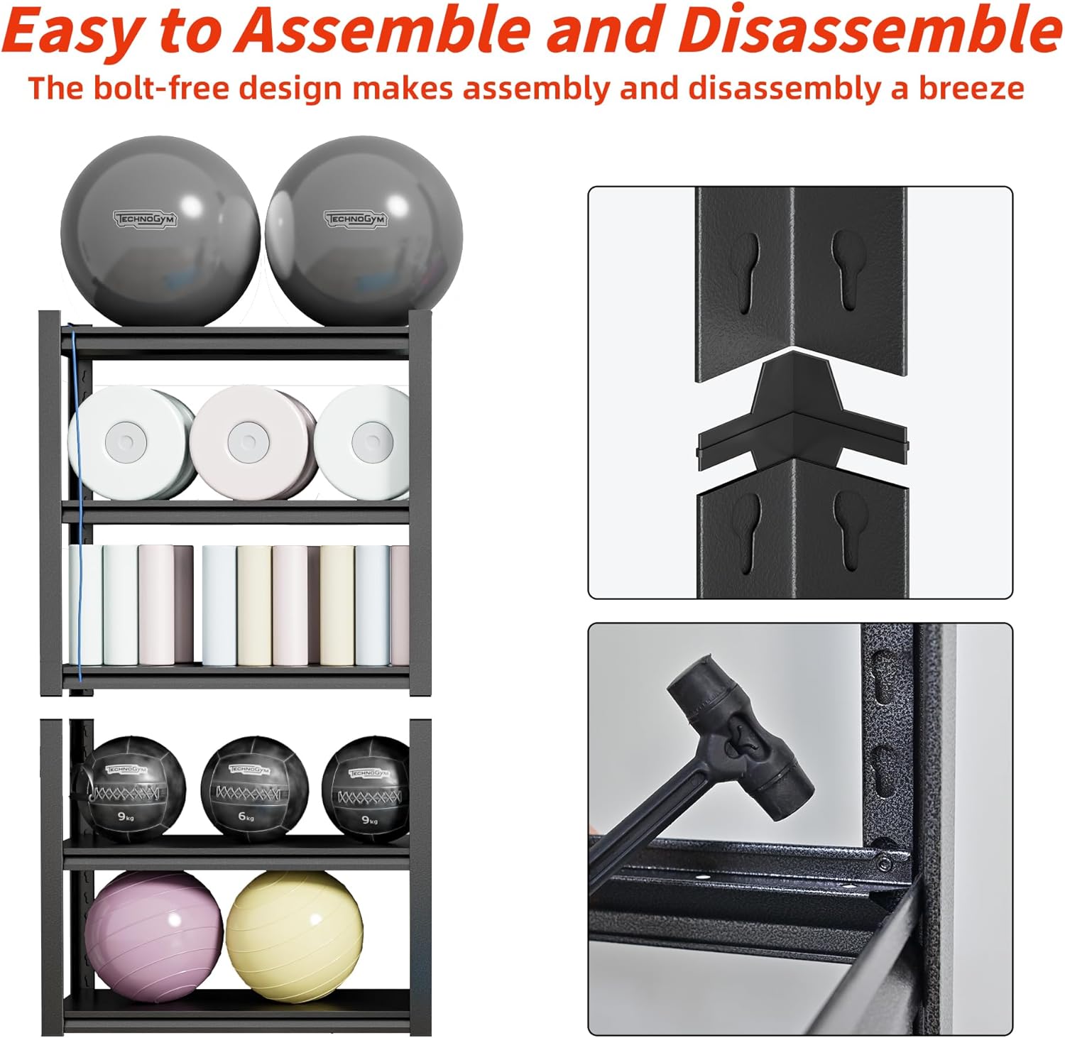 36" W Garage Shelving,5-Tier Heavy Duty Shelving Unit,3000LBS Adjustable Metal Storage Shelves,Storage Rack Units for Industrie,Shed,Warehouse,Basement,Black,36" W x 16" D x 72" H - Image 7