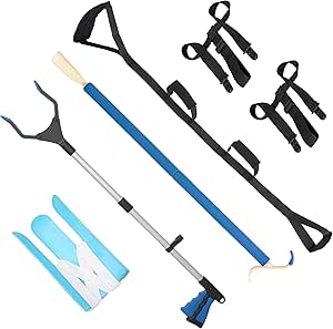 Fanwer 5-Piece Hip Kit for Seniors Total Hip Replacement - Leg Lifter, Sock Aid, 32" Reach Grabber Pickup Tool, Long Shoe Horn &amp; Dressing Stick and Pants Helper, Hip Replacement Kit After Surgery