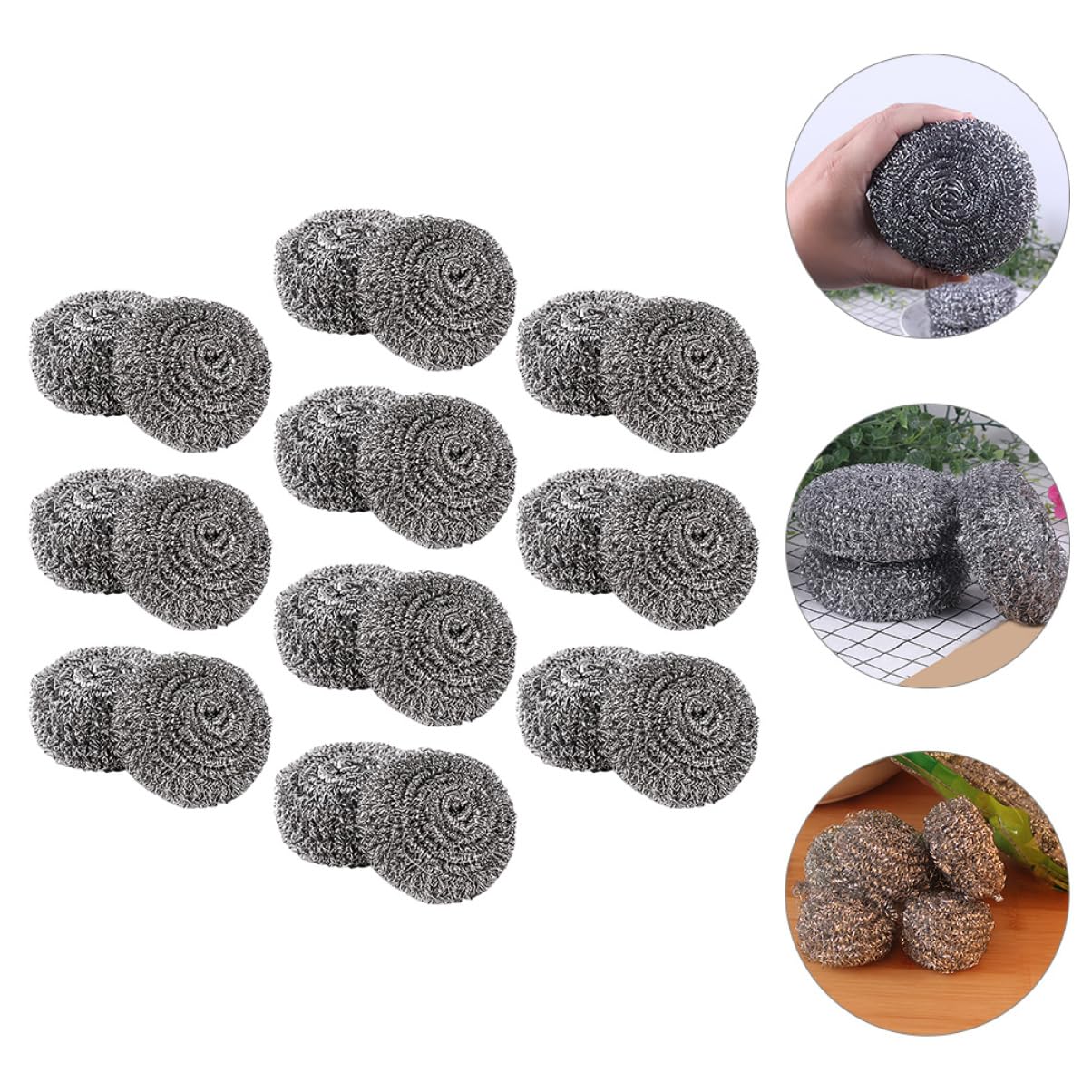 SOLUSTRE 20piezas Bola De Limpieza De Acero Inoxidable Bola De Alambre para Limpieza De Sartenes Esponja Metálica para Ollas Unidades para Lavavajillas y Cocina