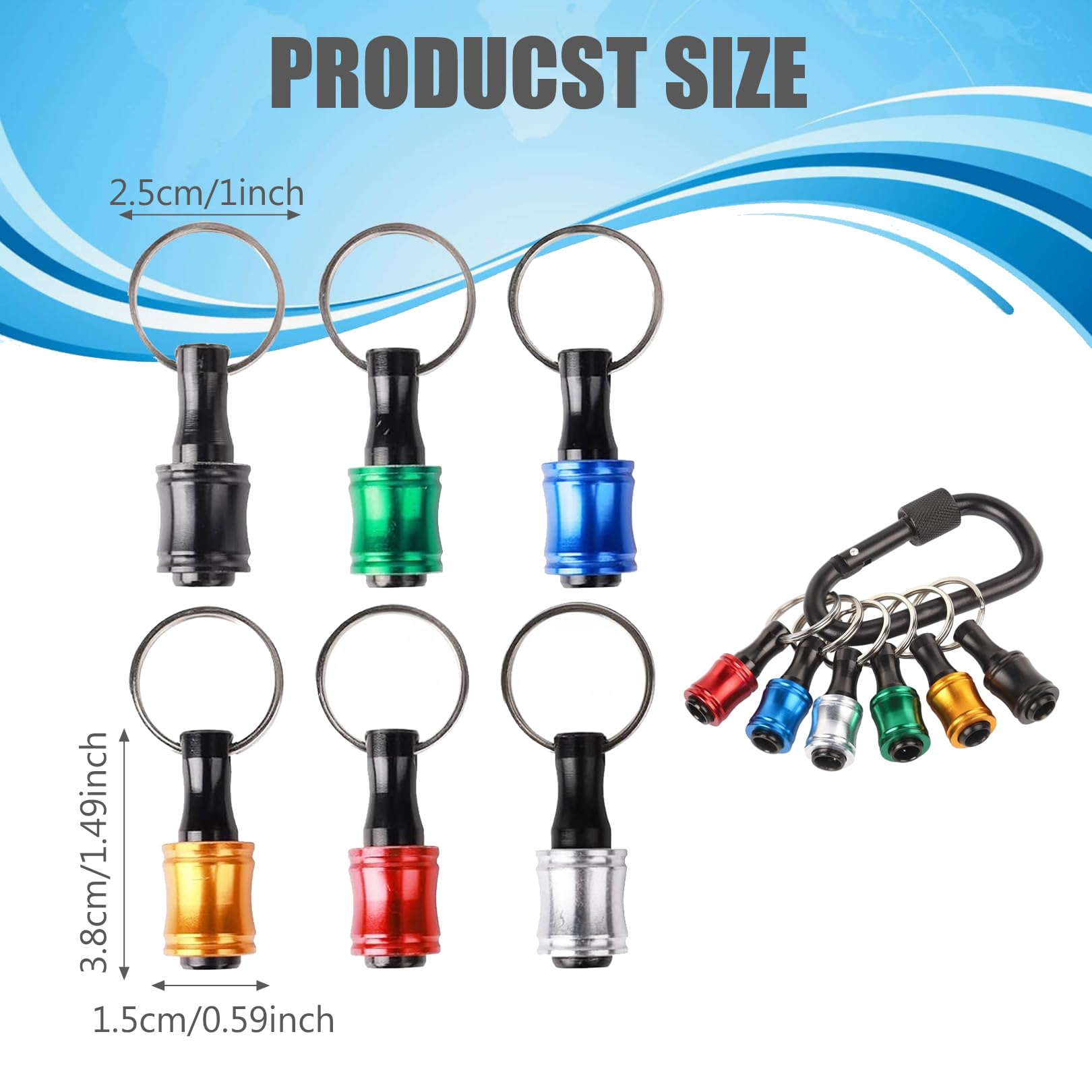 Hex Shank Screwdriver Bits Holder,6pcs Keychain Lightweight Portable Drill Bit Organizer,Hex Shank Drill Bit Holder,1/4 inch Hex Shank Bit Holder Keychain for DIY,Electrical,Woodworking,Construction - Image 2