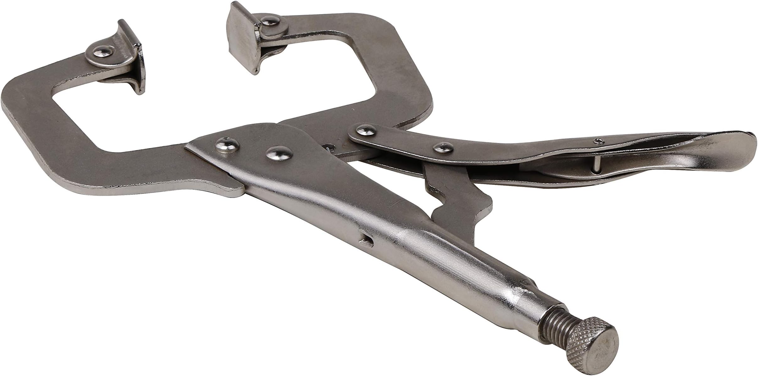 FuturekartPortable Type C Lock Clamp for Screw, 11 Inch, Heavy Duty C-Clamps with Swivel Pads, Silver