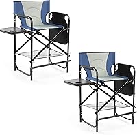Vista 13 de Outvita Silla de Director de 26" de Altura con Asiento Plegable con Mesa Lateral y Bolsa de Almacenamiento, Soporte para 300 Libras, Silla Portátil
