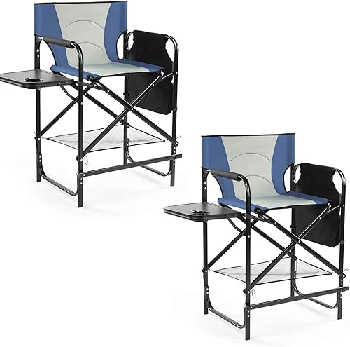 Miniatura 13 de Outvita Silla de Director de 26" de Altura con Asiento Plegable con Mesa Lateral y Bolsa de Almacenamiento, Soporte para 300 Libras, Silla Portátil