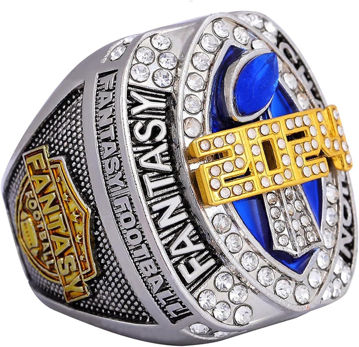 Fantasy Football Ring 2024| Heavy FFL Champion Ring | Gold Silver Tone Plated Award Trophy for Fantasy Football League Winner