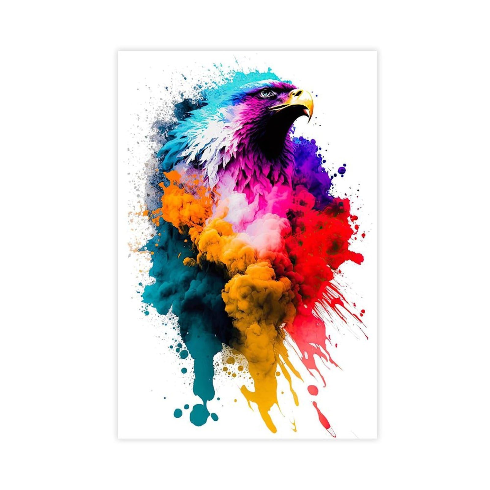 Qnvjqkdsi Unframe Color Explode Eagle Art Canvas Poster Bedroom Decor Landscape Office Room Decor Gift 24" L X 36" W