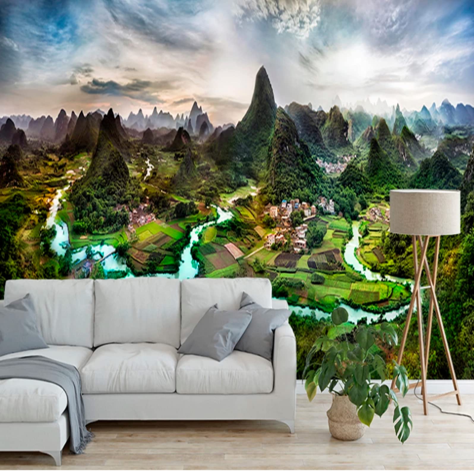 Papier Peint Autocollant 3D Paysage Floral - Déco Murale Pour Intérieur