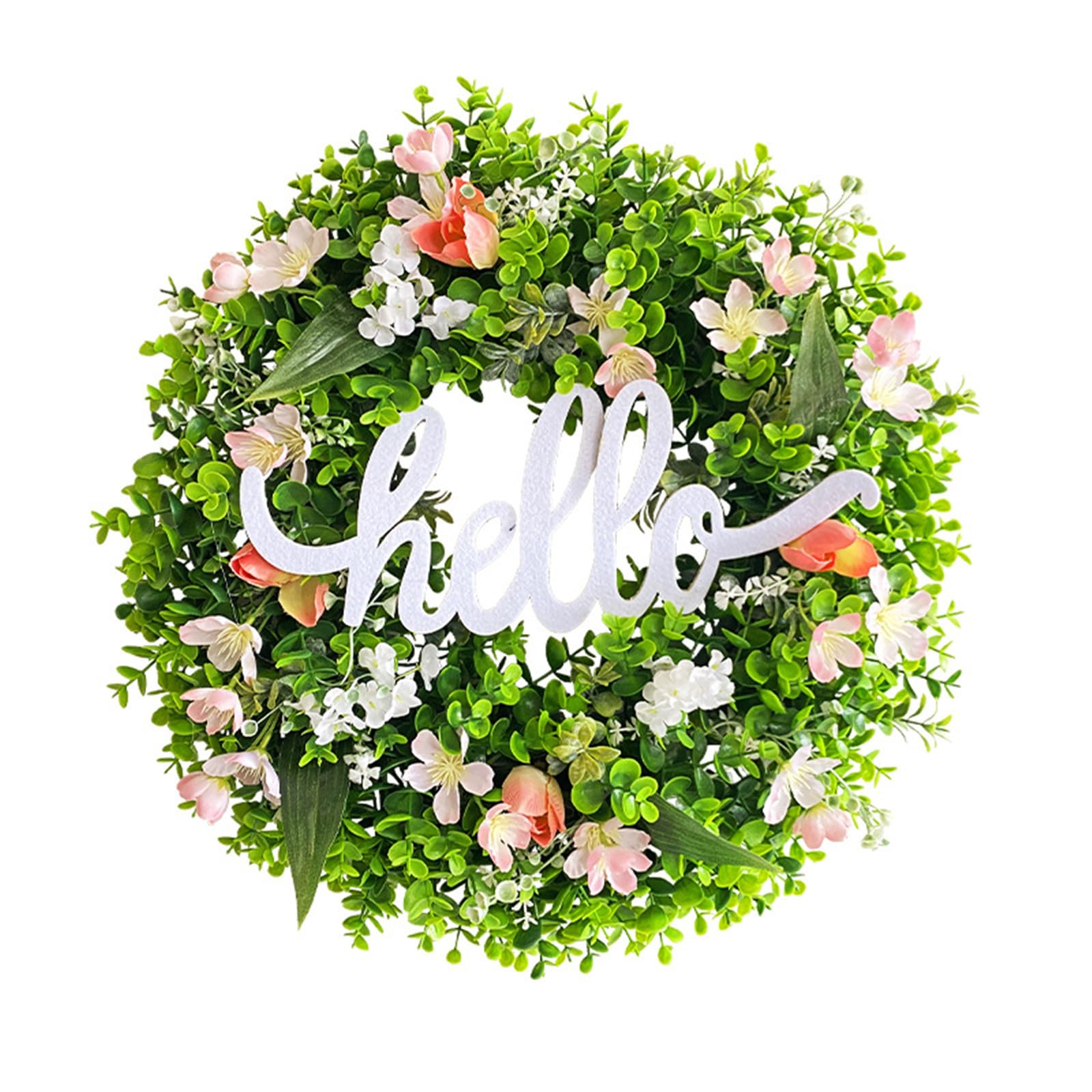Artificial GreenEucalyptus Front Door Hanging Garlands 18 Inch Artificial Holiday Celebration Wreath Green Plant Wreath Spring