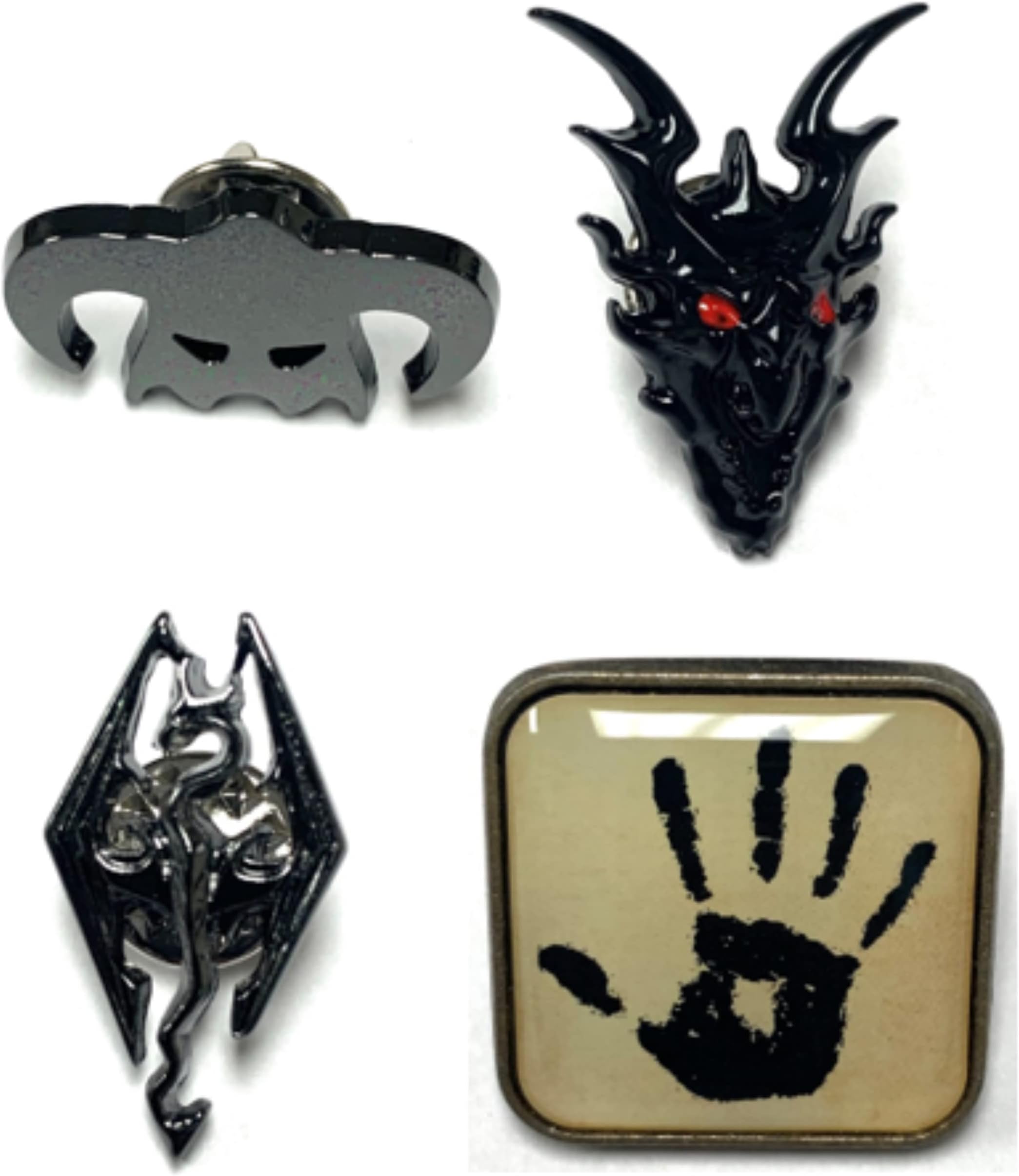 Silver Buffalo The Elders Scrolls V Skyrim 4 Piece Lapel Pin Set, Black, One Size