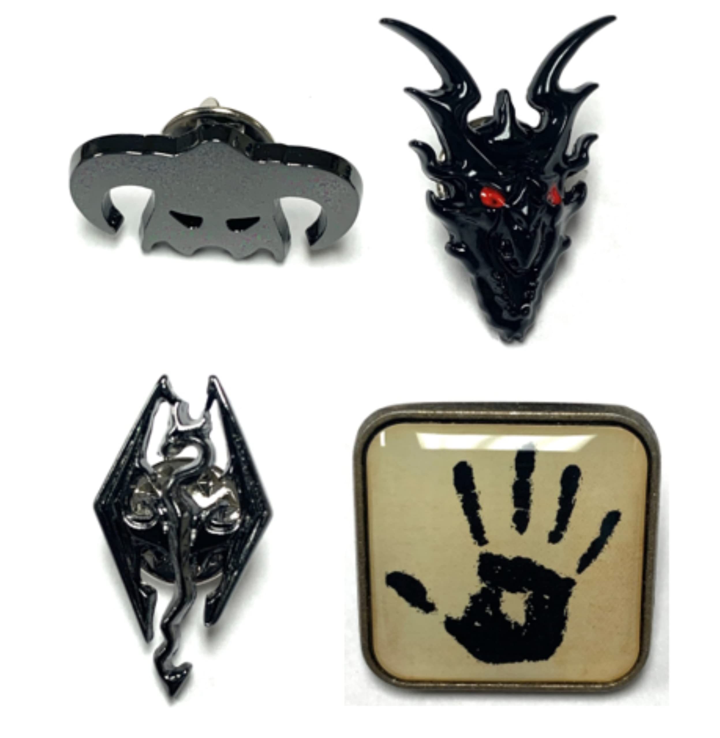 Silver Buffalo The Elders Scrolls V Skyrim 4 Piece Lapel Pin Set, Black, One Size