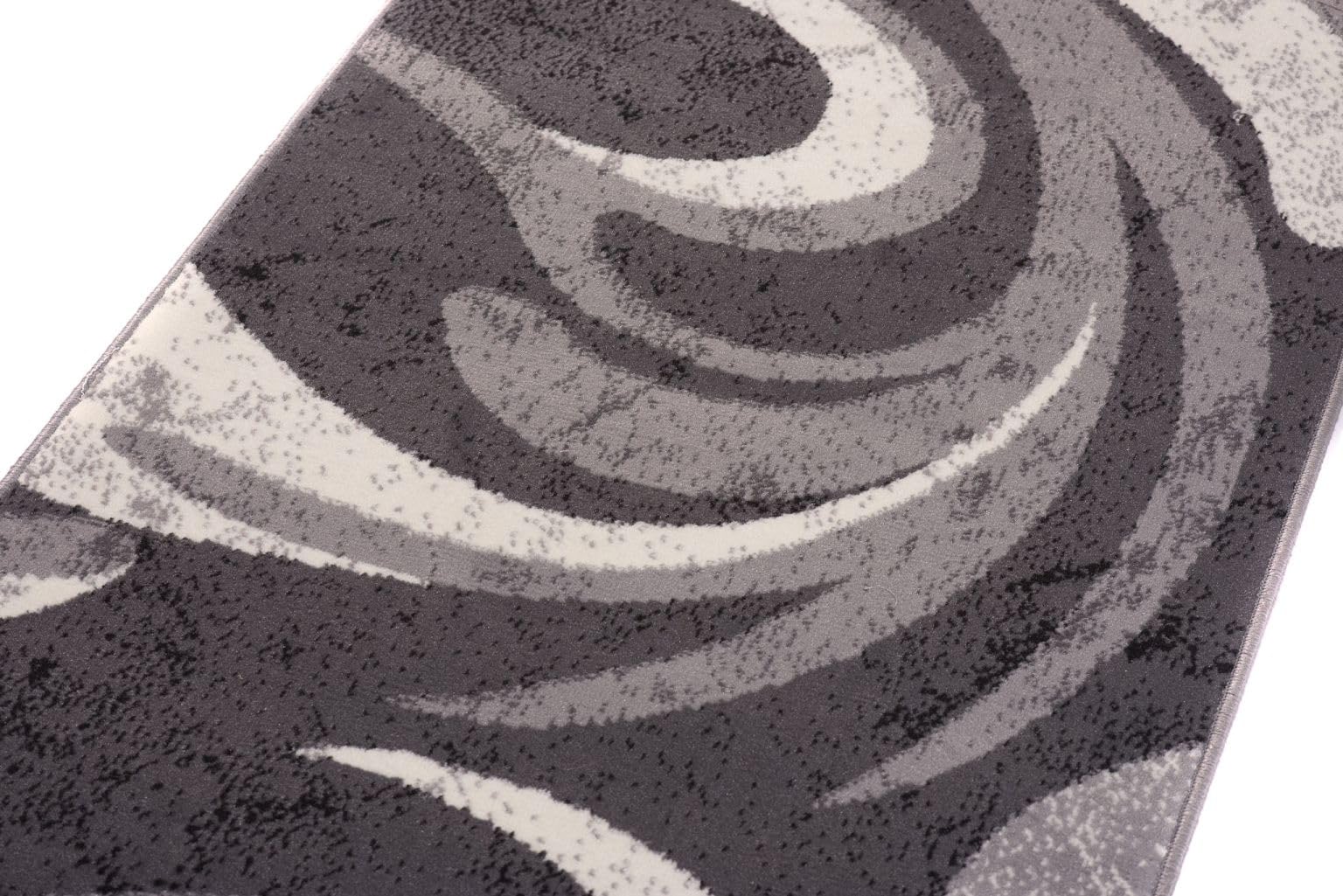 Tapis Couloir Moderne 70x350 Cm - Design Géométrique Gris - Polypropylène Certifié Oeko-Tex