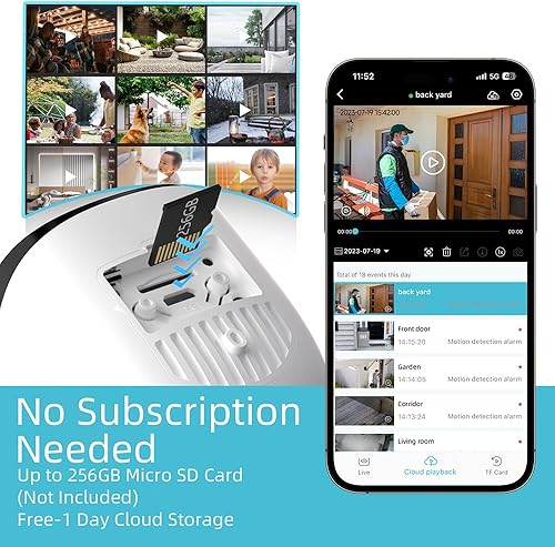 Miniatura 8 de Rraycom Cámaras de seguridad WiFi 5G2.4G inalámbricas para exteriores, batería 2K con detección de movimiento AI, alarma de sirena para el hogar,