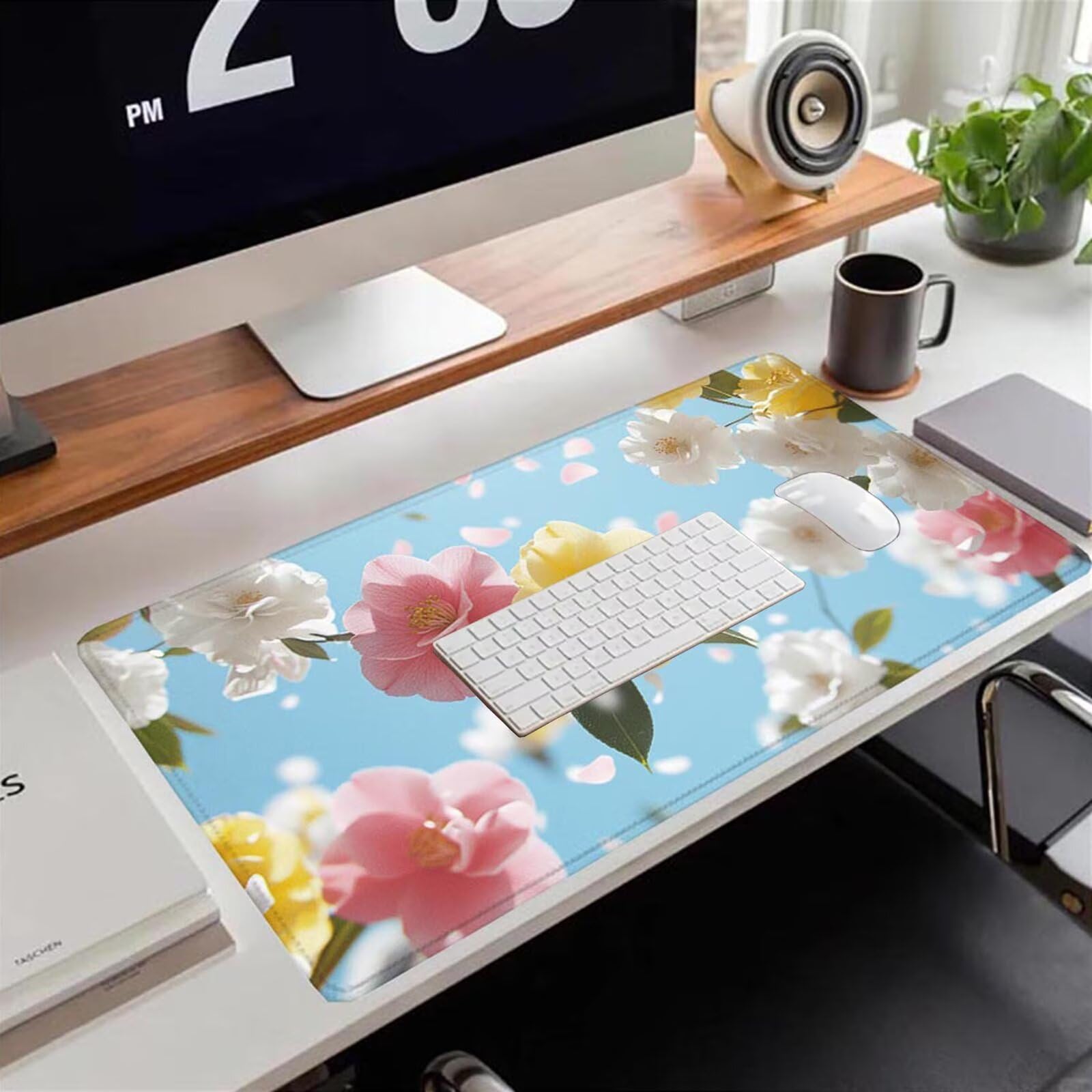 Gamingowa podkładka pod mysz 1200 x 600 x 3 mm, XXL, wodoszczelna, odporna na ścieranie, z przyszytymi krawędziami, niebieska, podkładka na biurko, poprawia prędkość i precyzję pod laptopa, komputer
