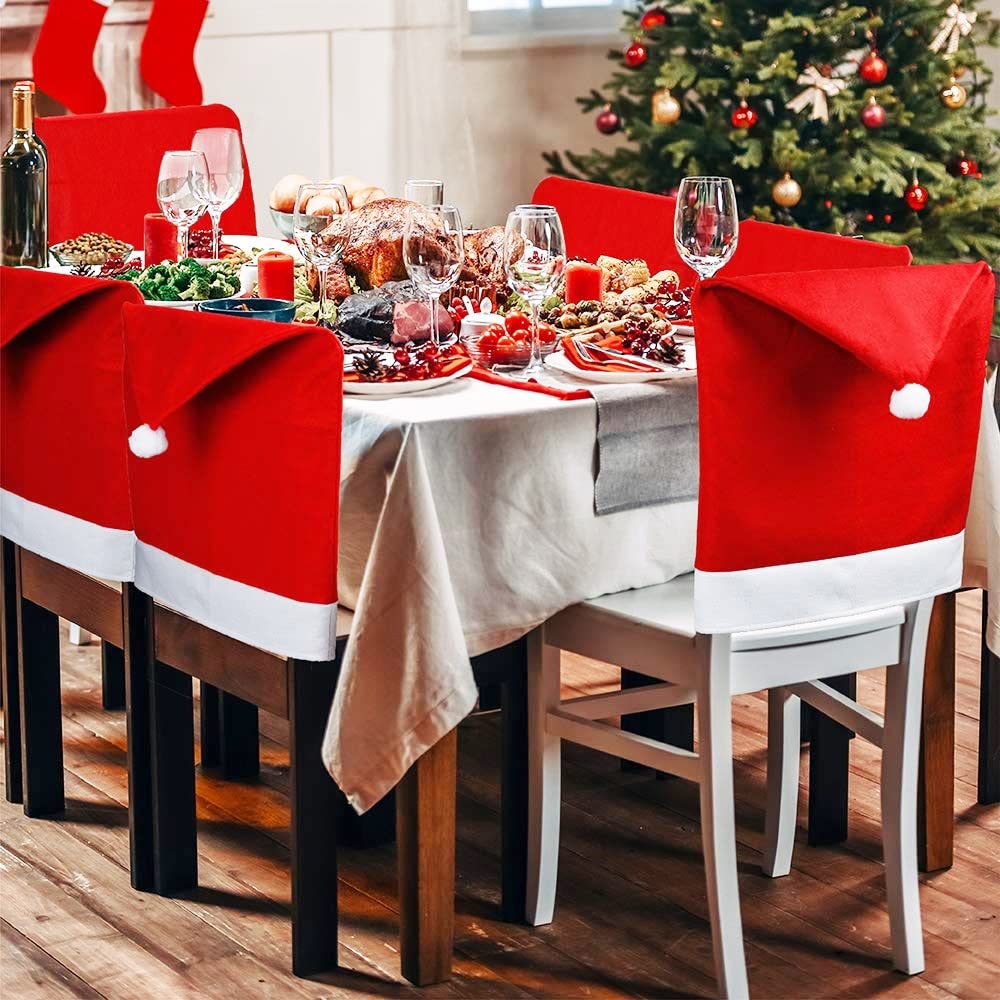 BRIDA® Stretchable Floral Printed Dining Christmas Chair Covers Elastic Chair Seat Case Protector, Slipcover Santa Hat Chair Covers (6)-image-44