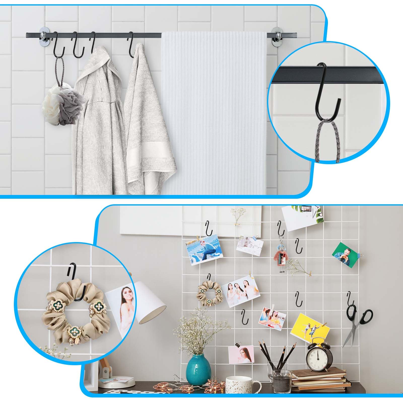 Paquete de 12 ganchos en S de 4 pulgadas para colgar cucharas, sartenes, ollas, utensilios de cocina, ganchos de metal en S para colgar ropa, bolsas de plantas, aplicables en el cuarto de 4