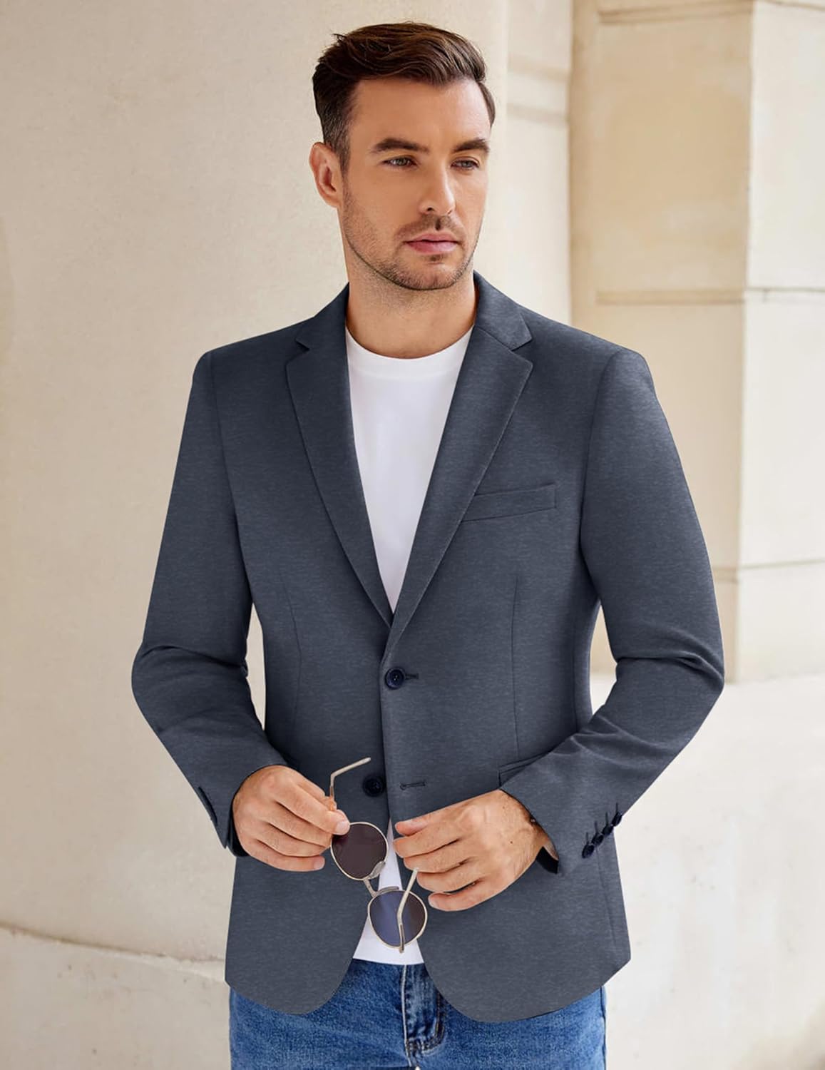 COOFANDY Men's Casual Knit Blazer Stretch Slim Fit Sport Coat Two Button Lightweight Suit Jackets - Image 7