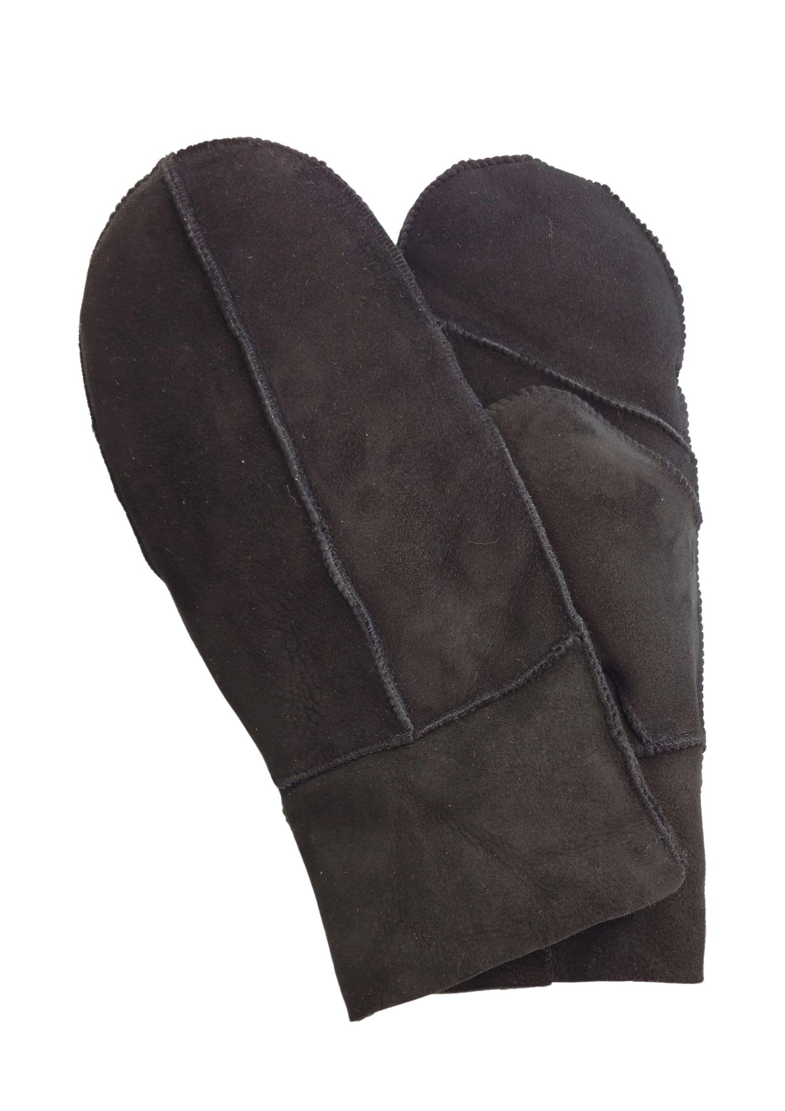 Infinity Leather Women's Black Genuine Real Sheepskin Suede Mittens Warm Gloves In | : Extra Large