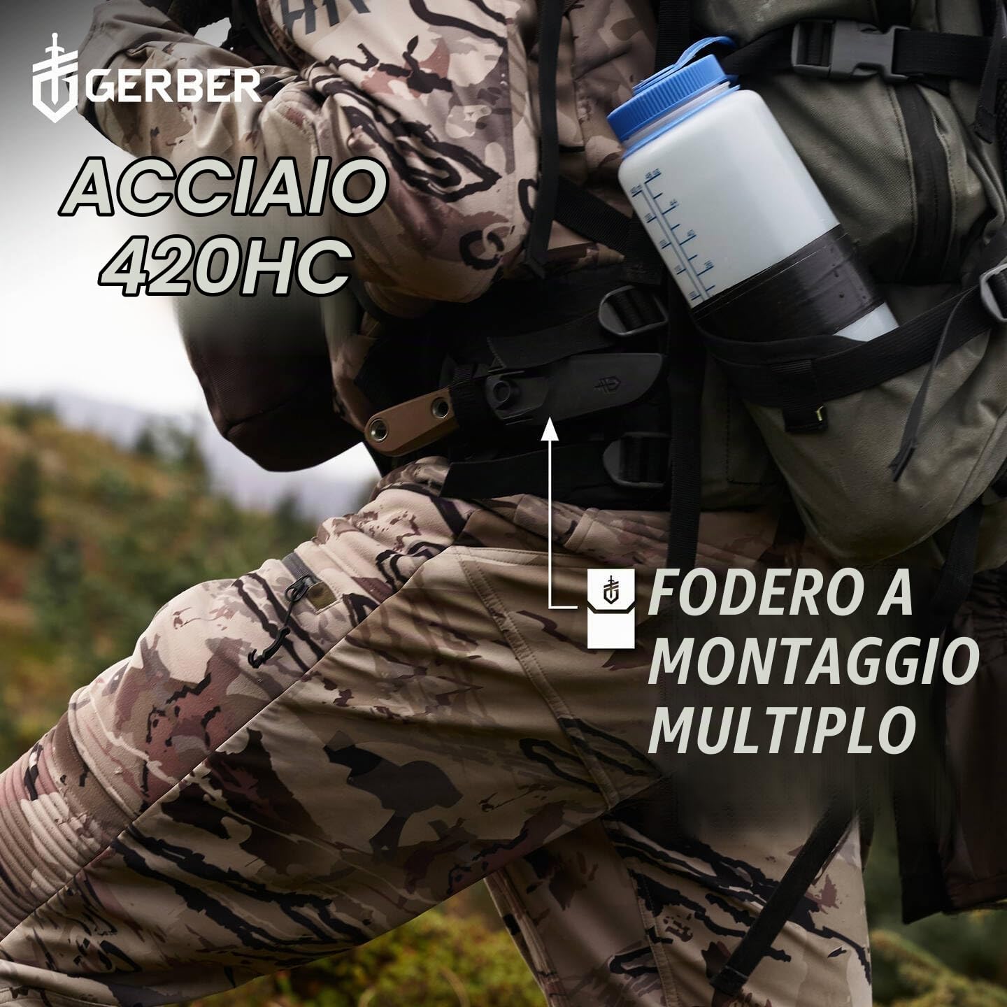 Gerber Coltello con fodero, Principle Bushcraft Fixed | Lunghezza lama: 9,4 cm, Acciaio inox, 30-001659