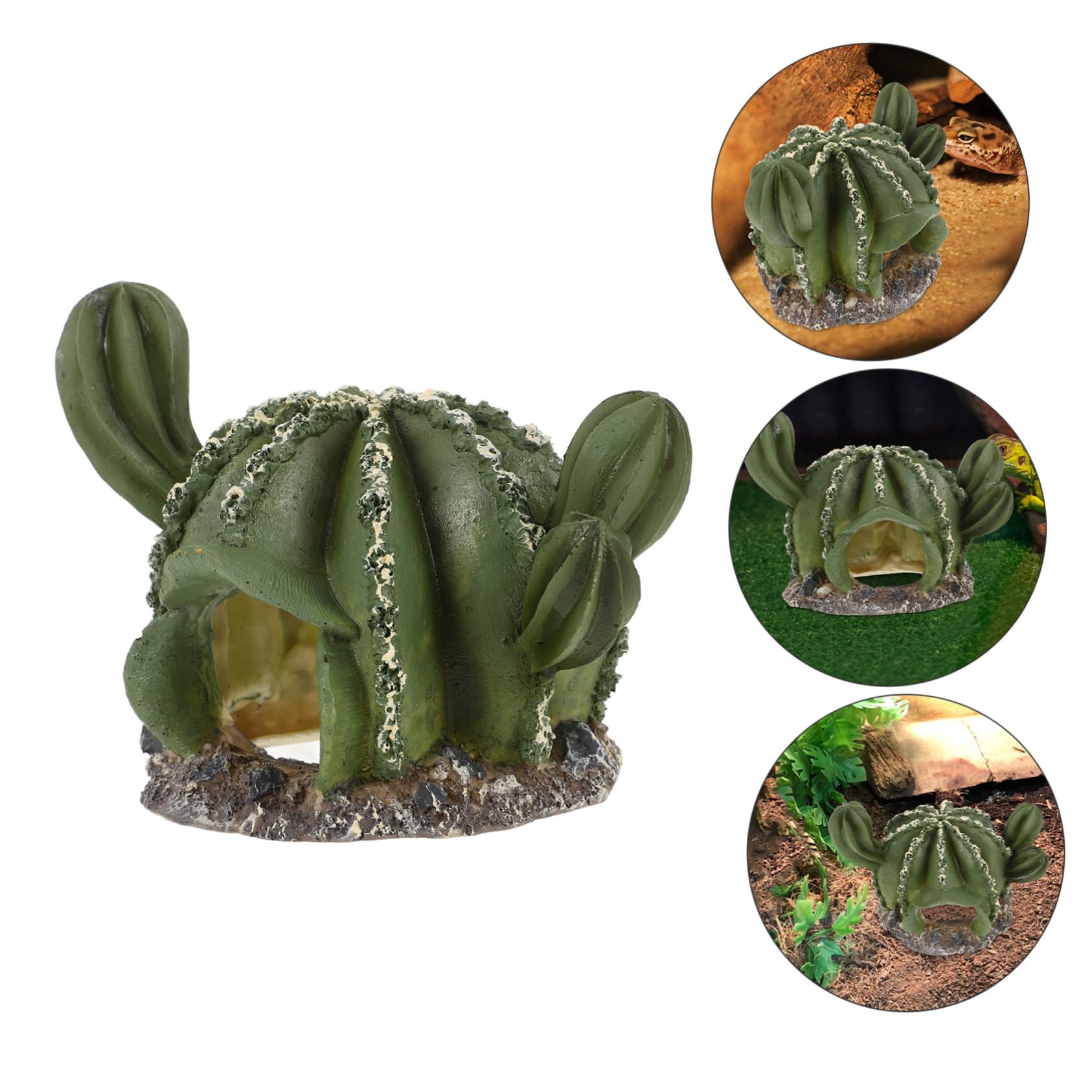 Happyyami 2pezzi Cactus Shaped Lizard Hideout Resina Per Rettili Decorazione Habitat Acquario Rifugio Per Lucertole e Tartarughe Design Realistico e Sicuro e Leggero