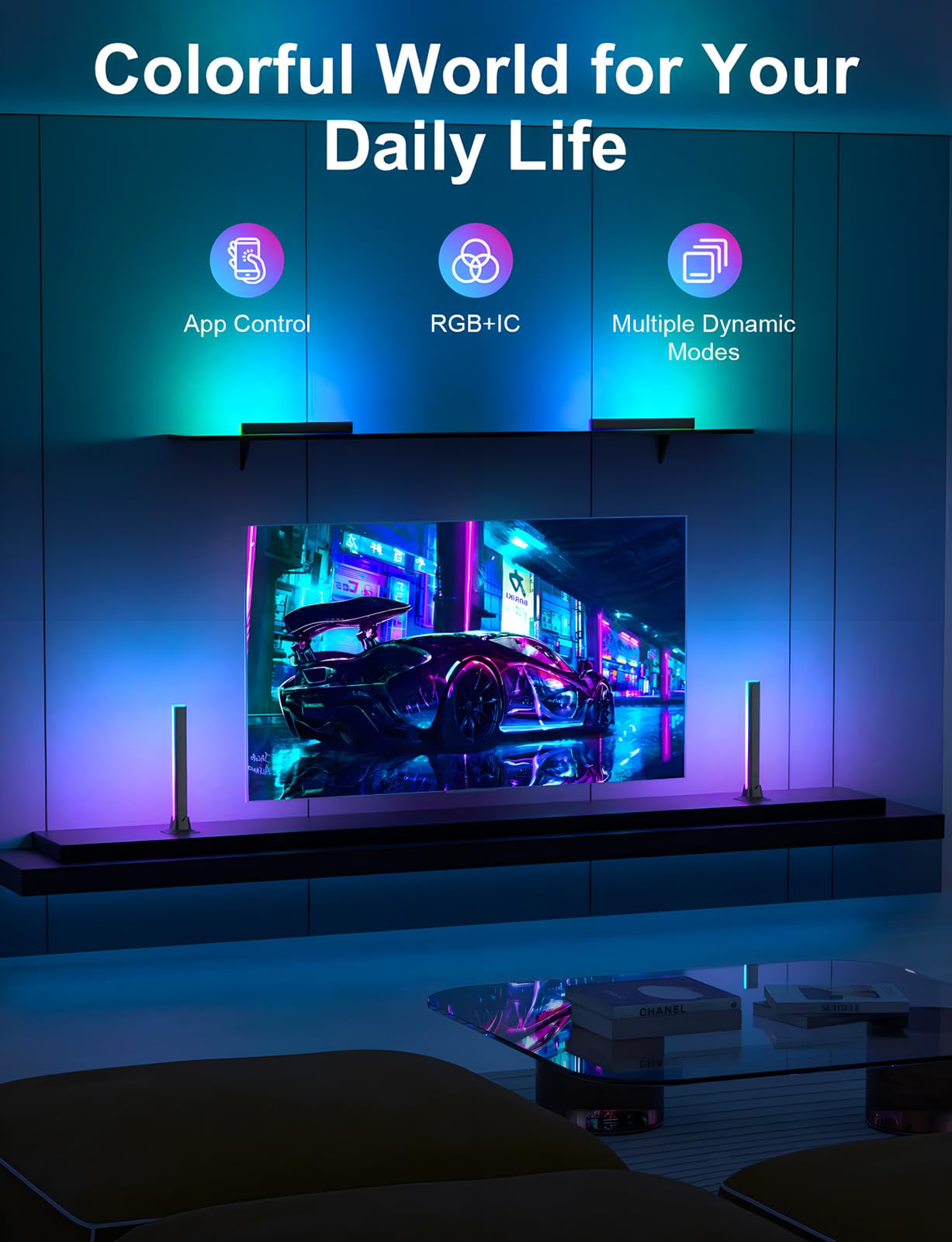 Barra luminosa RGB, barra luminosa a LED, controllo tramite app, alimentazione USB, retroilluminazione TV cambia colore, sincronizzazione musica, illuminazione ambientale, per stanza, PC, monitor