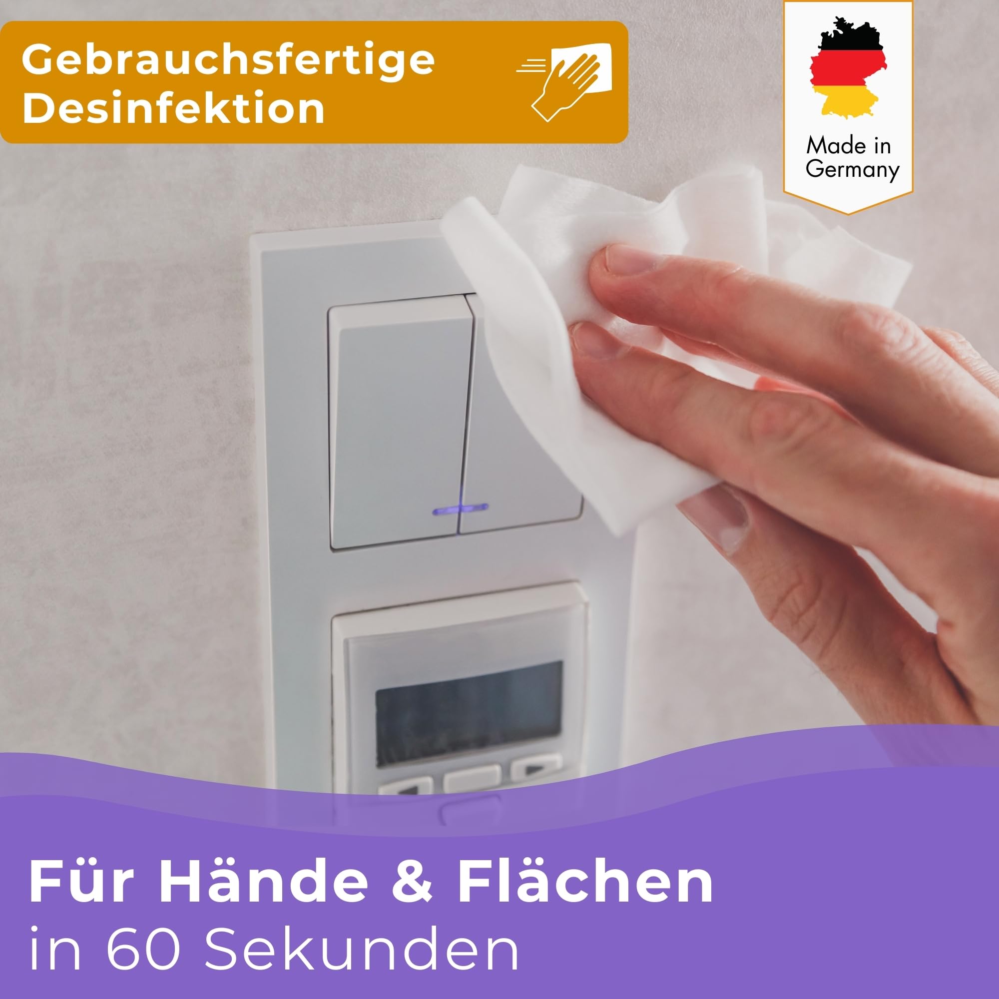 Dr Deppe Lotio 2in1 - Desinfektionstücher für Hände & Flächen mit Aloe Vera 100% biologisch abbaubar, aus nachwachsenden Rohstoffen für die einfache und schnelle Beseitigung von Bakterien und Viren