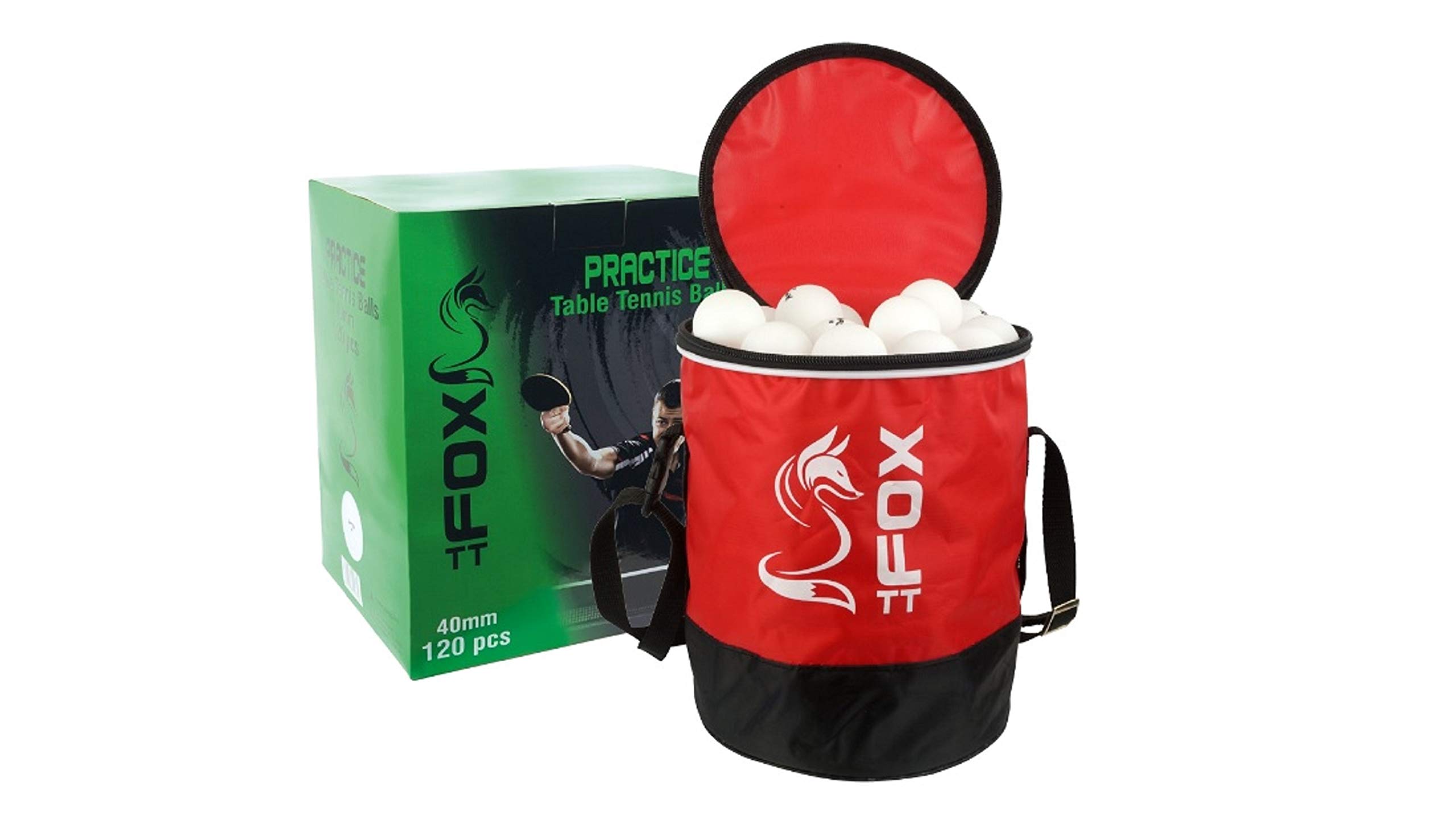 Sports Innovation Fox Practice Table Tennis Balls & Bag (Pack of 120)