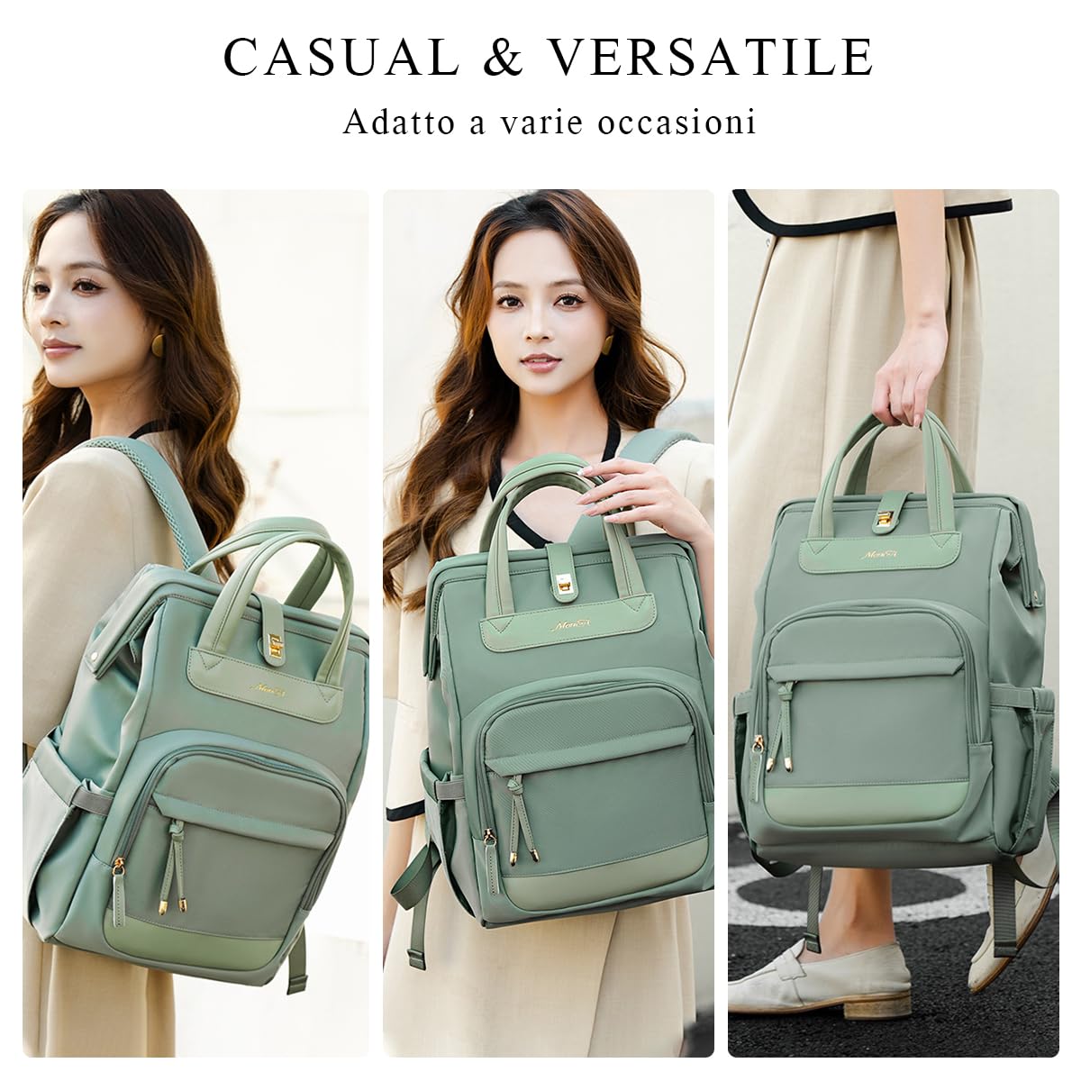 SONARIN Elegante Casual Zaino Fasciatoio,Multifunzionale Impermeabile Borsa per Pannolini Zaino Mamma Neonato Borsa Fasciatoio da Viaggio con Tasche Termiche Biberon(Beige)