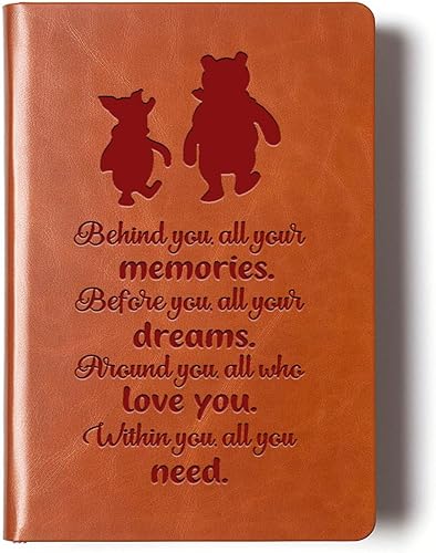 Miniatura 8 de Pooh Bear - Cuaderno de cuero con texto en inglés "Always Remember You're Braver Than You Believe", regalo de amistad para mujeres y hombres,
