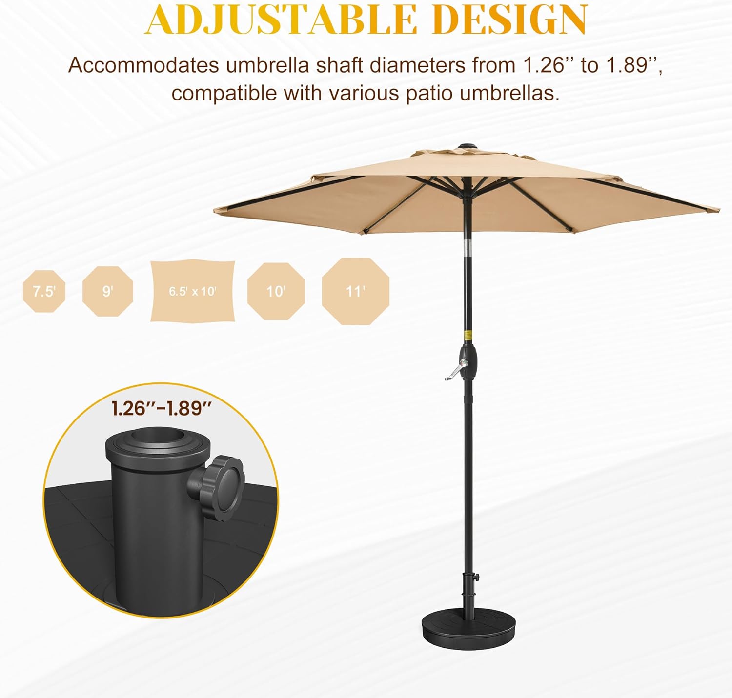 Outdoor Umbrella Base, Foldable Weighted Patio Umbrella Stands, Umbrella Base Suitable with 1.26''-1.89'' Pole Sizes, Heavy Duty Base for Holding Water, Sand, Gravel, HDPE Rust-Proof Base for Patio