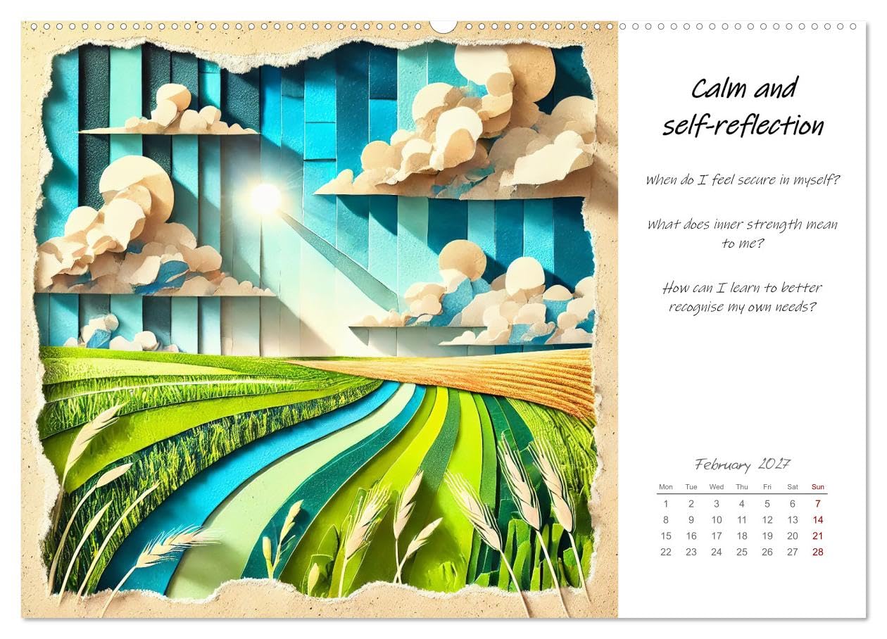 More confidence in 12 months - Collages with reflection questions for a stronger self (High Quality Premium Wall Calendar 2027 DIN A2 ... calendar with AI-generated nature collages.
