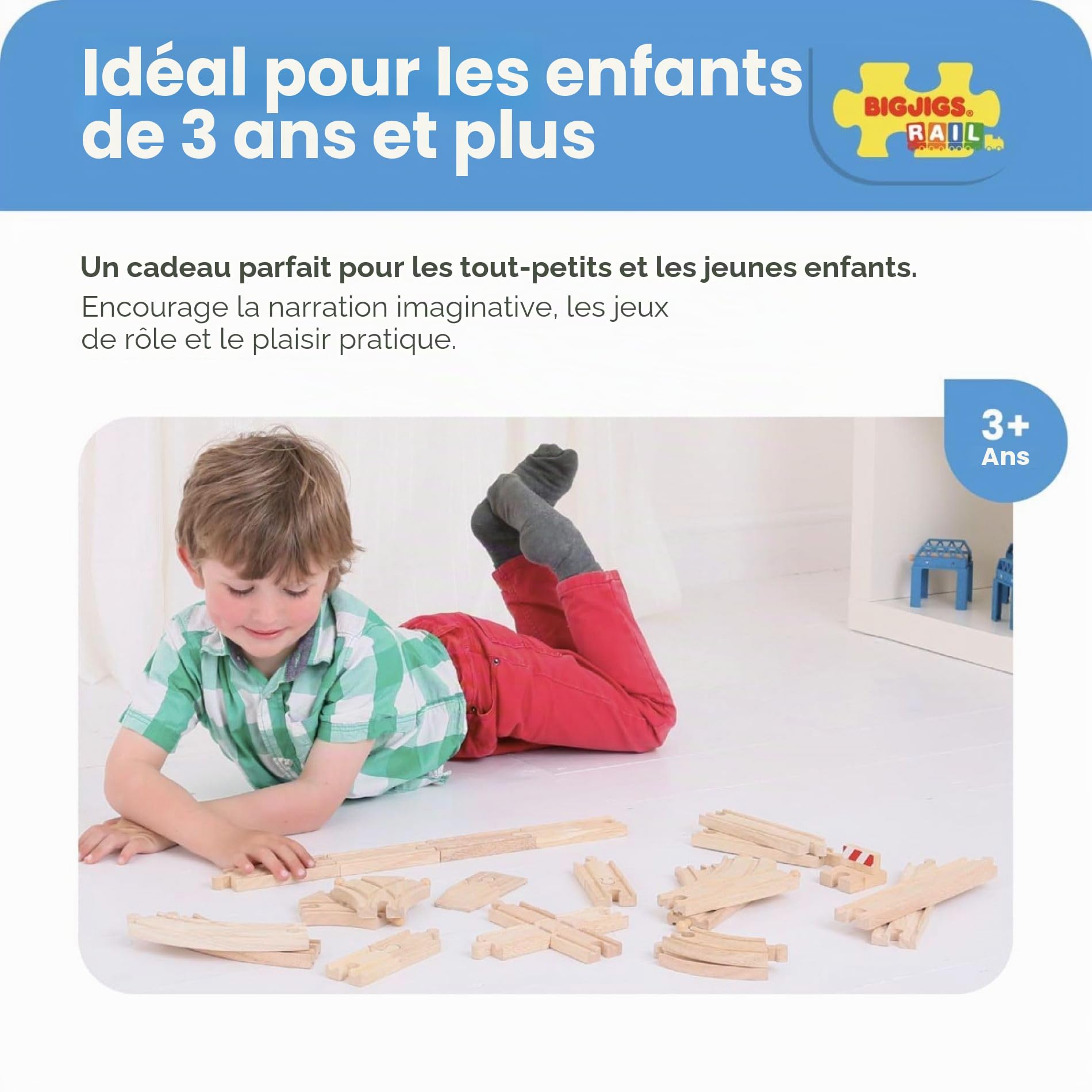 Bigjigs Rail Lot d’Extensions de Rails au Sol