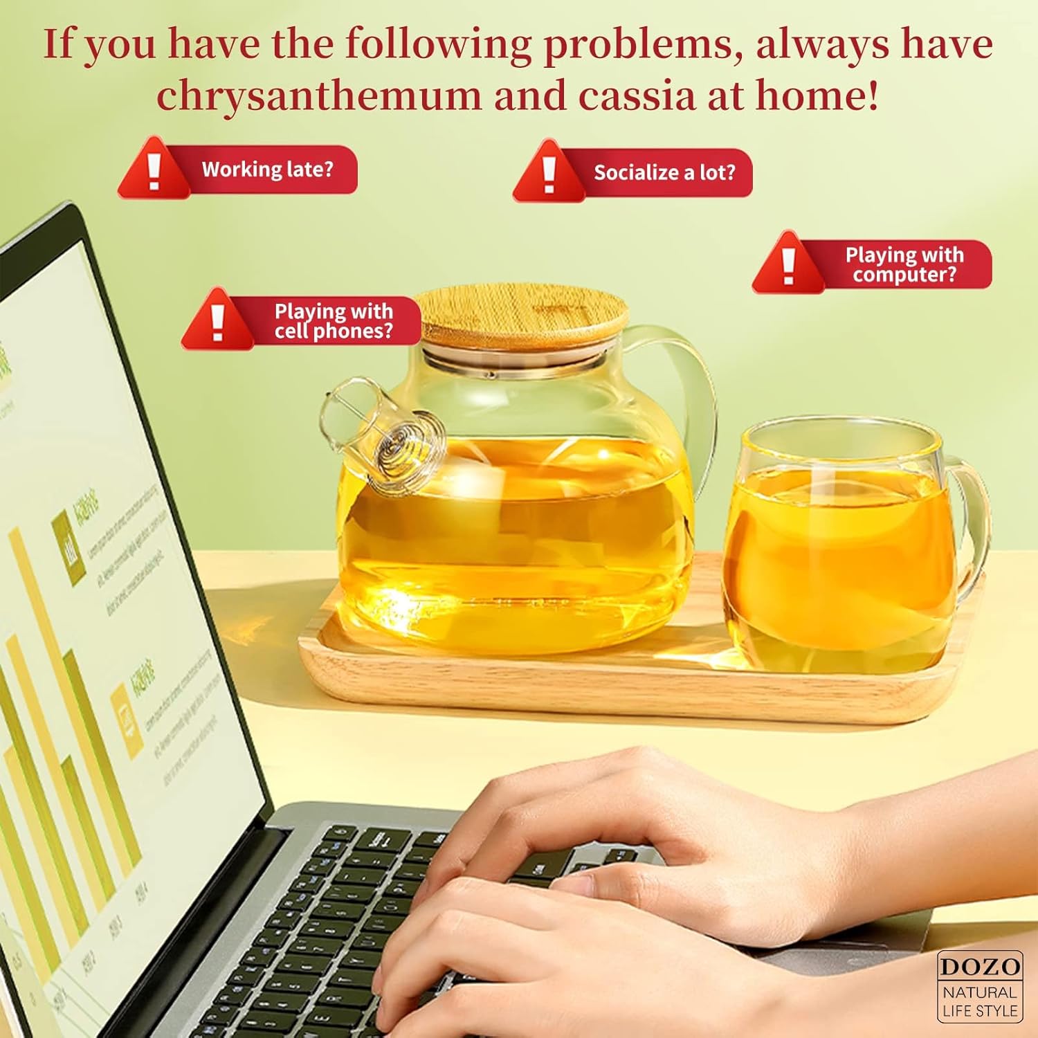 DOZO Chrysanthemum Cassia Seeds Tea Bags(240g, 30Bags) Goji Berries Red Jujube Combination Herbal Tea菊花决明子茶8.46oz(Pack of 30) - Image 2