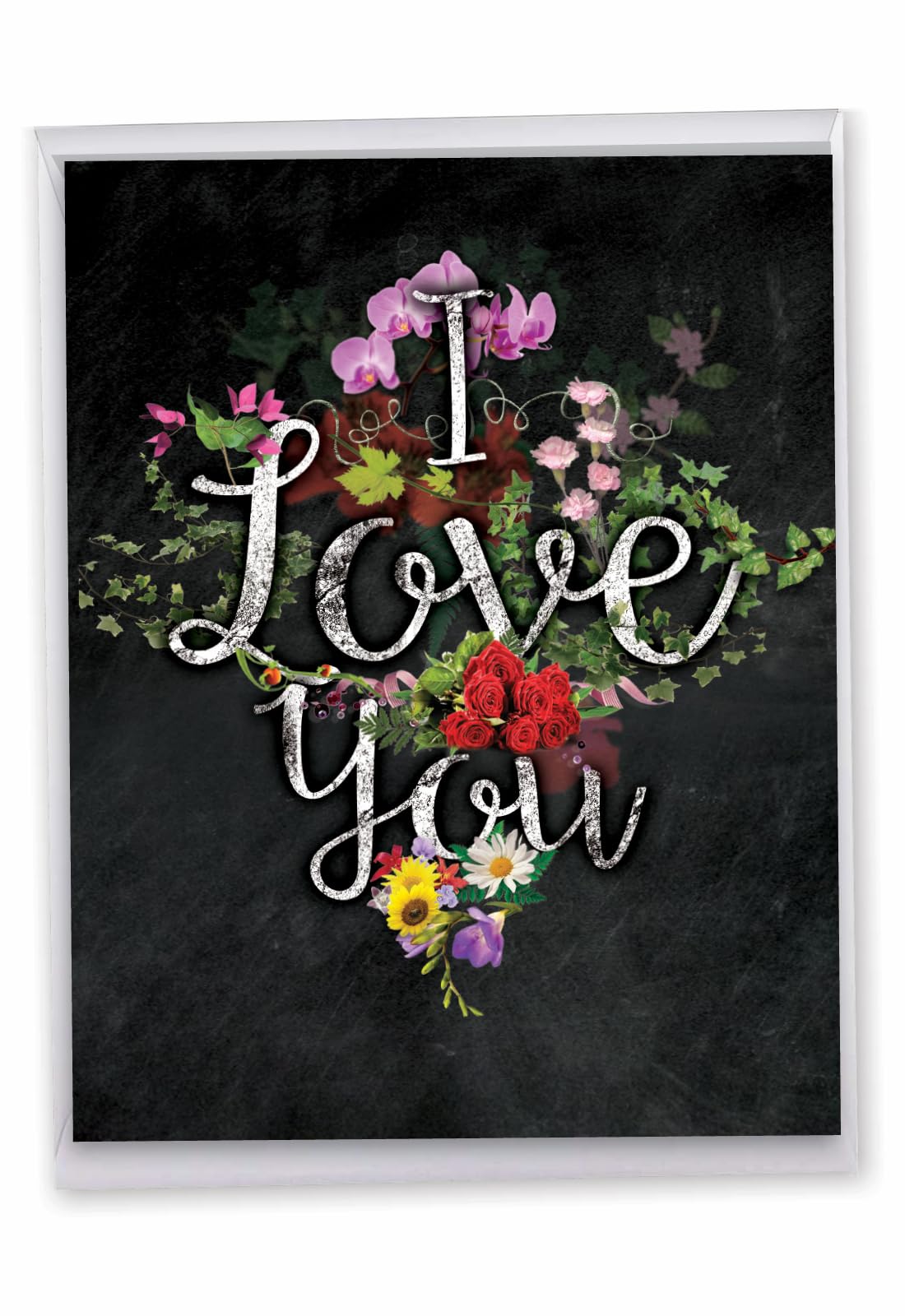 The Best Card Company, Jumbo Valentine's Day Card (8.5 x 11 Inch) - Vday Greeting Card for Valentines - Chalk And Roses Valentine's J2358DVDG