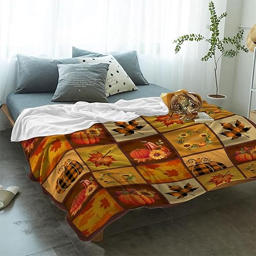 Miniatura 100 de YeeJu Manta decorativa de otoño, color naranja, Acción de Gracias, otoño, lindas calabazas, manta para sofá, cama, sala de estar, suave, acogedora
