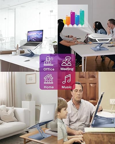 Miniatura 7 de brocoon Soporte para laptop para escritorio, soporte ajustable para laptop azul neblina, soporte ergonómico ajustable de aluminio para computadora