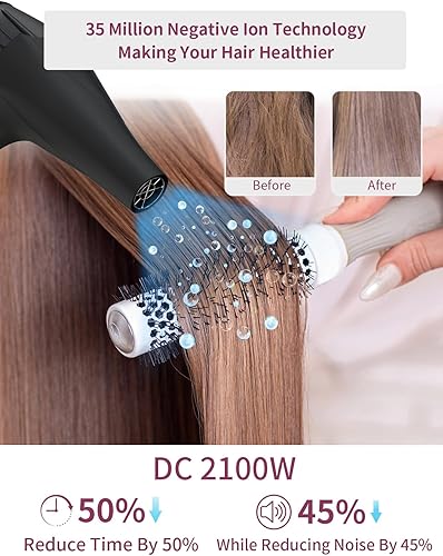 Miniatura 3 de Secador de pelo iónico profesional, secador de pelo de 2100 W con difusor  Motor de CC de alta velocidad para secado rápido, difusor ligero de
