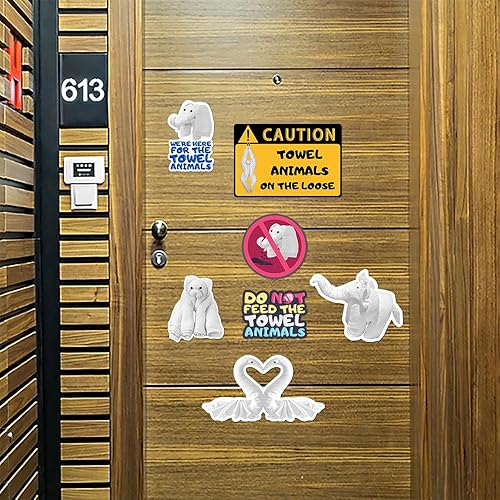 Miniatura 4 de Juego magnético de decoración de puerta de crucero, 7 piezas grandes y divertidas para decoración de puerta de crucero (animales de toalla)