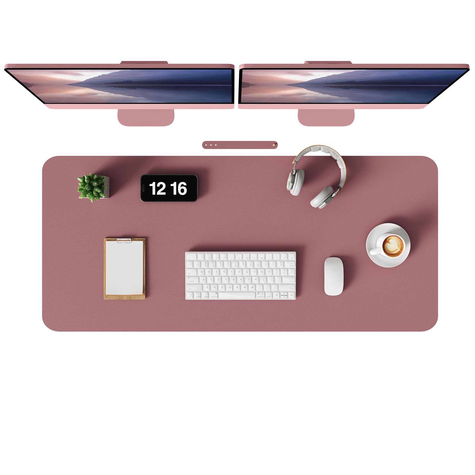 MOLMO Non-Slip Desk Mat, Waterproof Desk Pad Table Protector, Easy Clean Laptop Mat Large Mouse Pad Leather Writing Mat with Suede for Office/Home/Decor (Dark Pink, 100 x 43 cm)