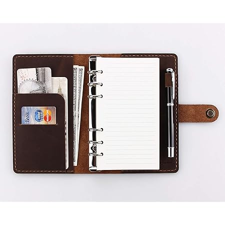 Amazon Ceetol システム手帳 本革ノート 職人 手作り A6 6穴 ペンホルダー 付 本革 ビジネスノート スケジュール帳 システム 手帳 文房具 オフィス用品