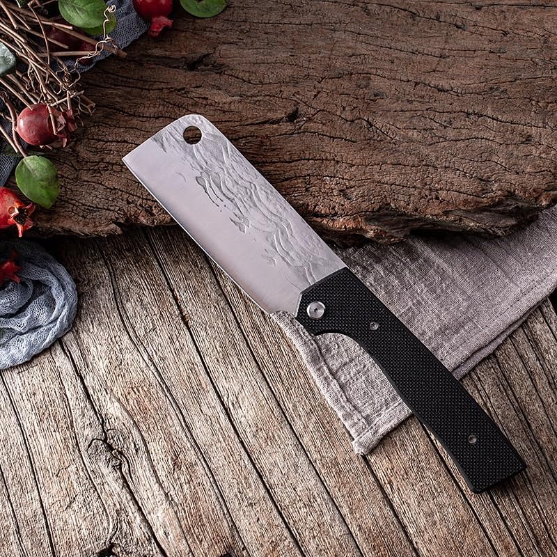 Meat Cleaver,Cleaver Knife 5 Inch Folding Knife Sharp Cleaver Slicing Chef Nakiri Camping Kitchen Knives Cooking Tools Handmade Forged Knives, LAMAJIGA5844
