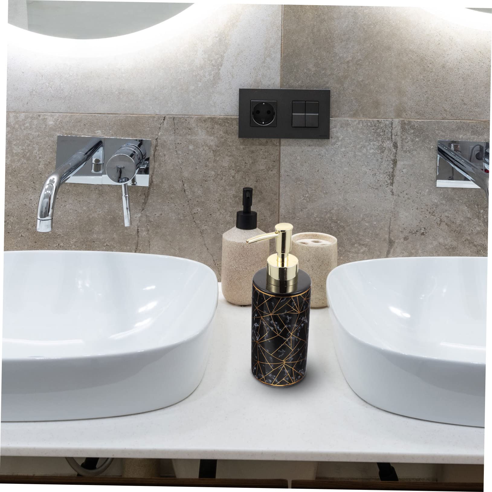 Cabilock 2pezzi Dispenser Di Lozione Creativo Ceramica Con Pompa Bottiglia Per Bagno Decorazione Elegante e Pratica Sicura e Duratura Per Uso Quotidiano e Viaggi