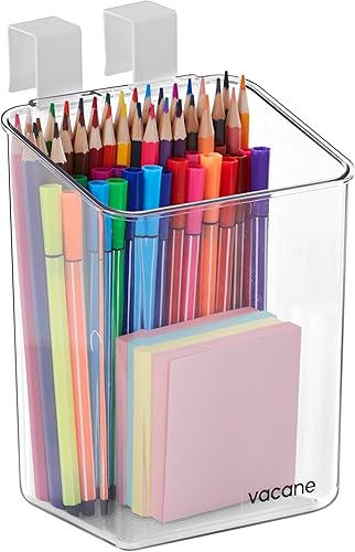 vacane Organizador de puerta de plástico sobre gabinete con ganchos extraíbles, cestas colgantes transparentes para organizar sobre el gabinete