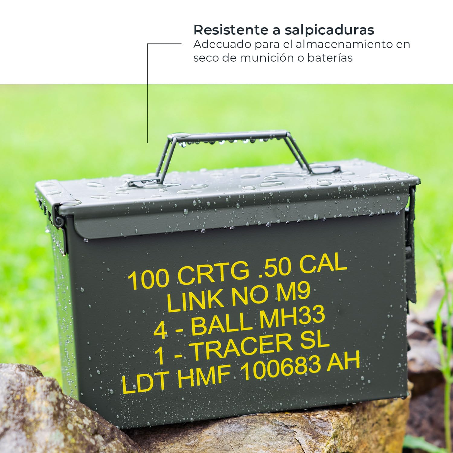 HMF 70011 Caja de Munición, US Ammo Box, Caja de Metal, 30 x 19 x 15,5 cm, verde