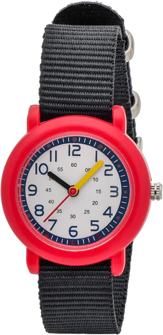 Amazon クレファー 腕時計 アナログ 勉強ウォッチ 子供用 防水 ナイロンベルト 白 文字盤 Nb Ak276 Rdn ボーイズ ブラック ボーイズ腕時計 腕時計 通販